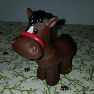 Little People Pony Horse Brown Black Mane Tail Red Nose Bridle White